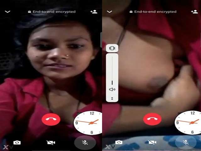 Dehati cute girl shows her boobs on video call