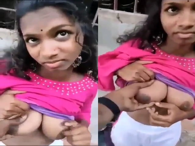 Mallu slut boob press outdoors for money viral MMS