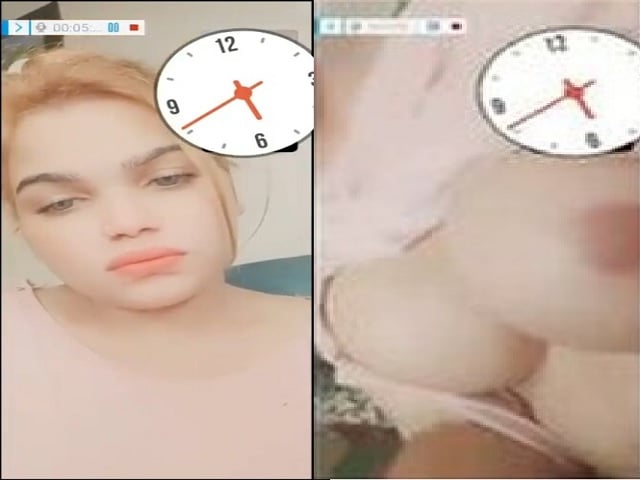 Blonde hair girl boobs show viral video call