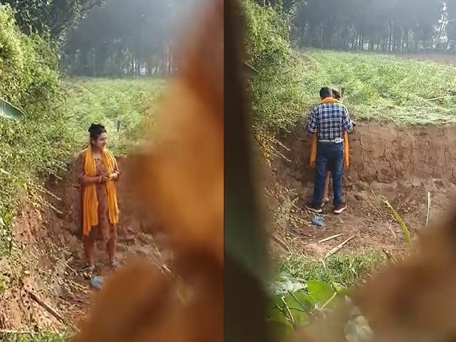 Hidden cam outdoor sex of village couple