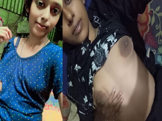 Slim college sex GF showing small boobs in selfie