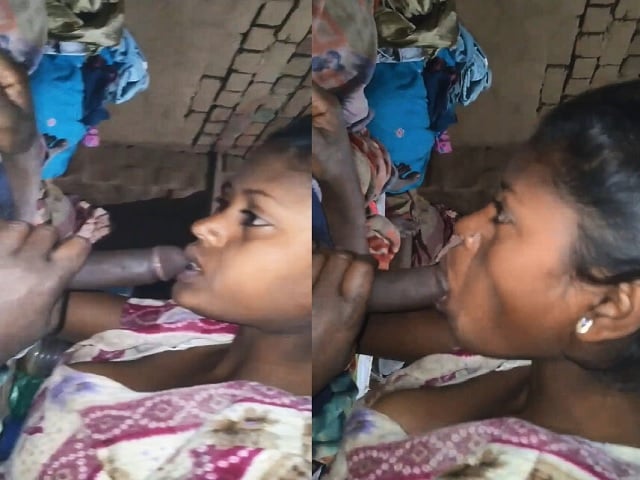 Indian village girl blowjob with boob slip