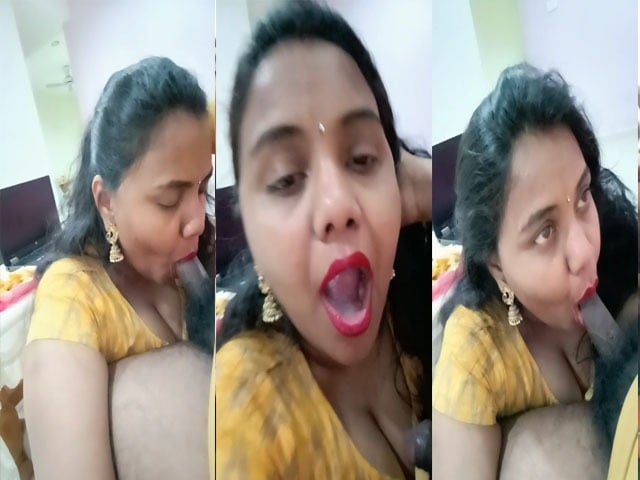 Busty Tamil Milf wife eating cum