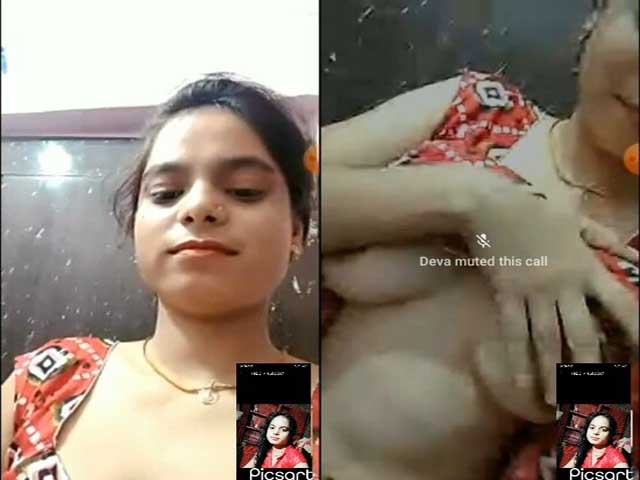 Desi girl showing her cute small boobies on VC