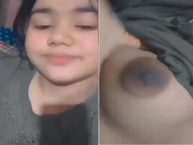 Desi GF dark nipples boob show selfie video