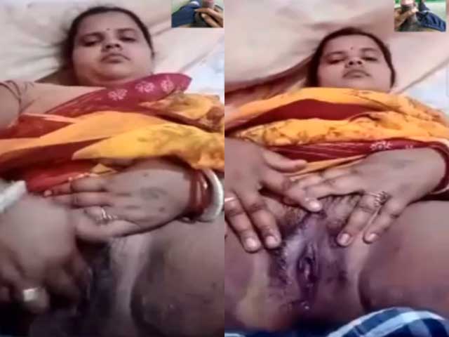 Chubby village wife fingering pussy on VC