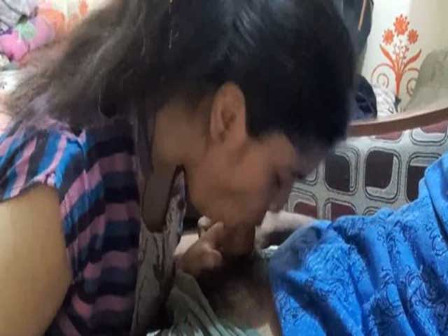 Hot looking Indian girl giving blowjob to BF