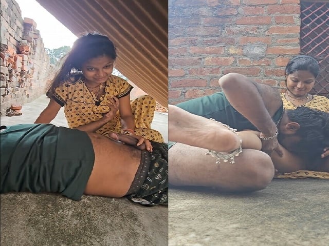 Horny village couple sex on rooftop with oral sex