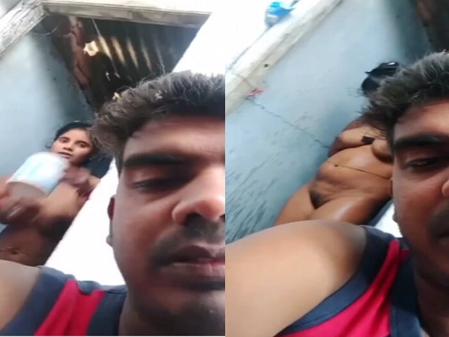 Desi wife bathing caught while hubby doing video