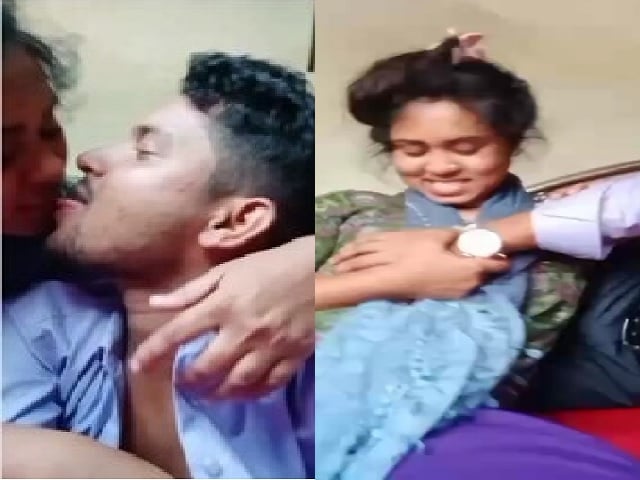 Horny lovers kissing and GF boob press MMS