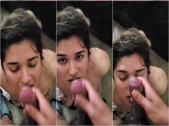 Beautiful Pakistani girl taking cum in mouth