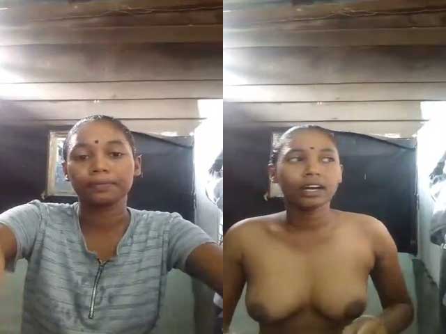 Cute Tamil girl bathing on selsfie cam