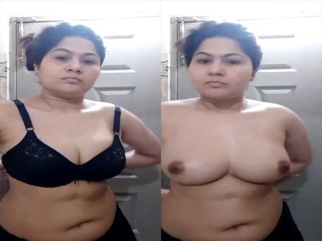Beautiful Pakistani wife trying new Bra on cam