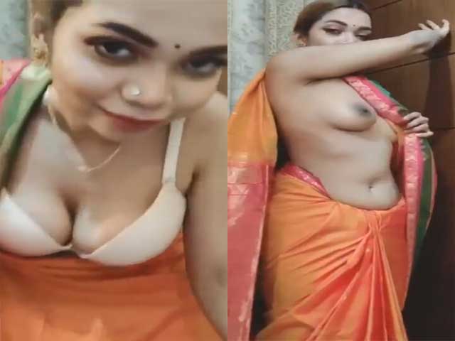 Beautiful Bengali girl saree striptease show