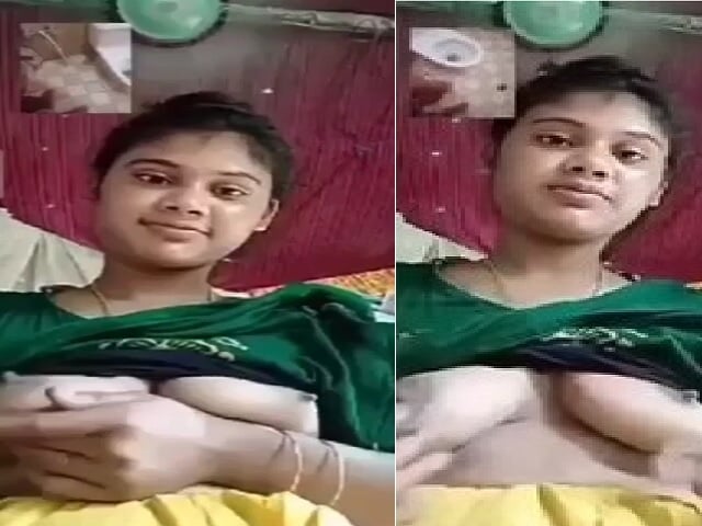 Cute girl boobs show on viral video call to lover
