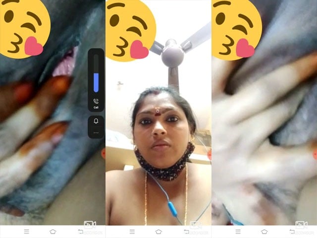 Beautiful Tamil wife showing her black pussy on VC