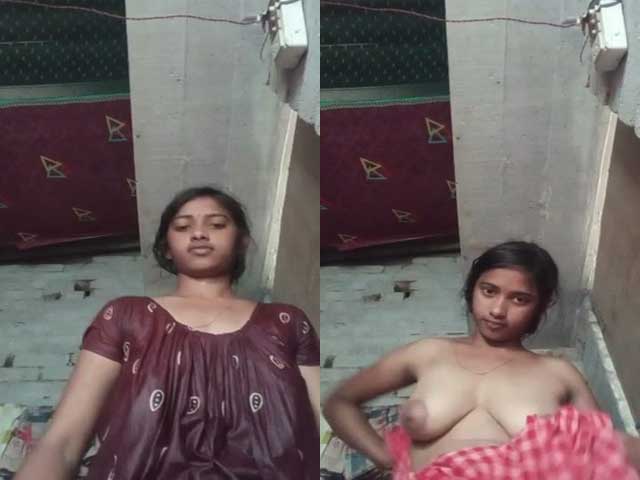 Indian cute girl boobs show during dress change