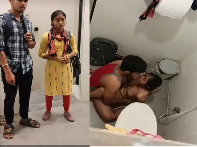 Indian petite girlfriend sex in restroom