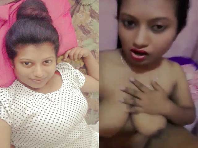 Nude girl showing her long boobs