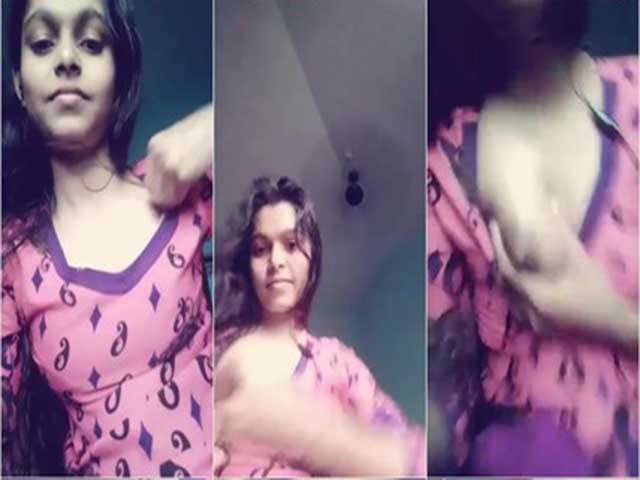 Beautiful college girl showing her tiny tits